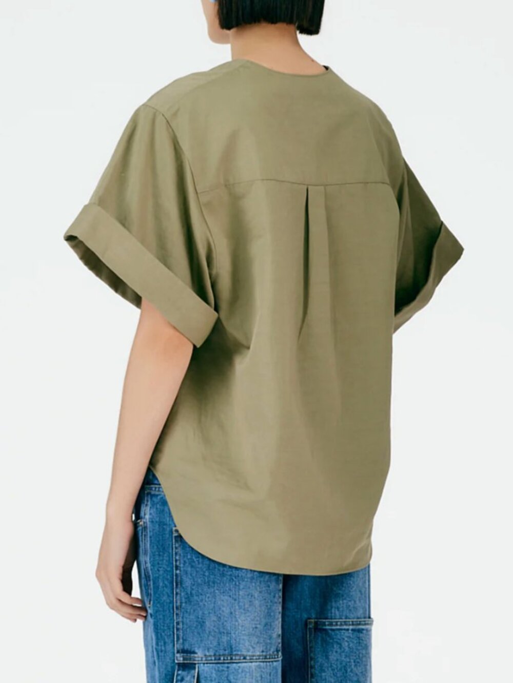 Tibi V-neck linen/cotton top, 8, khaki, $45 - Picture 2 of 5